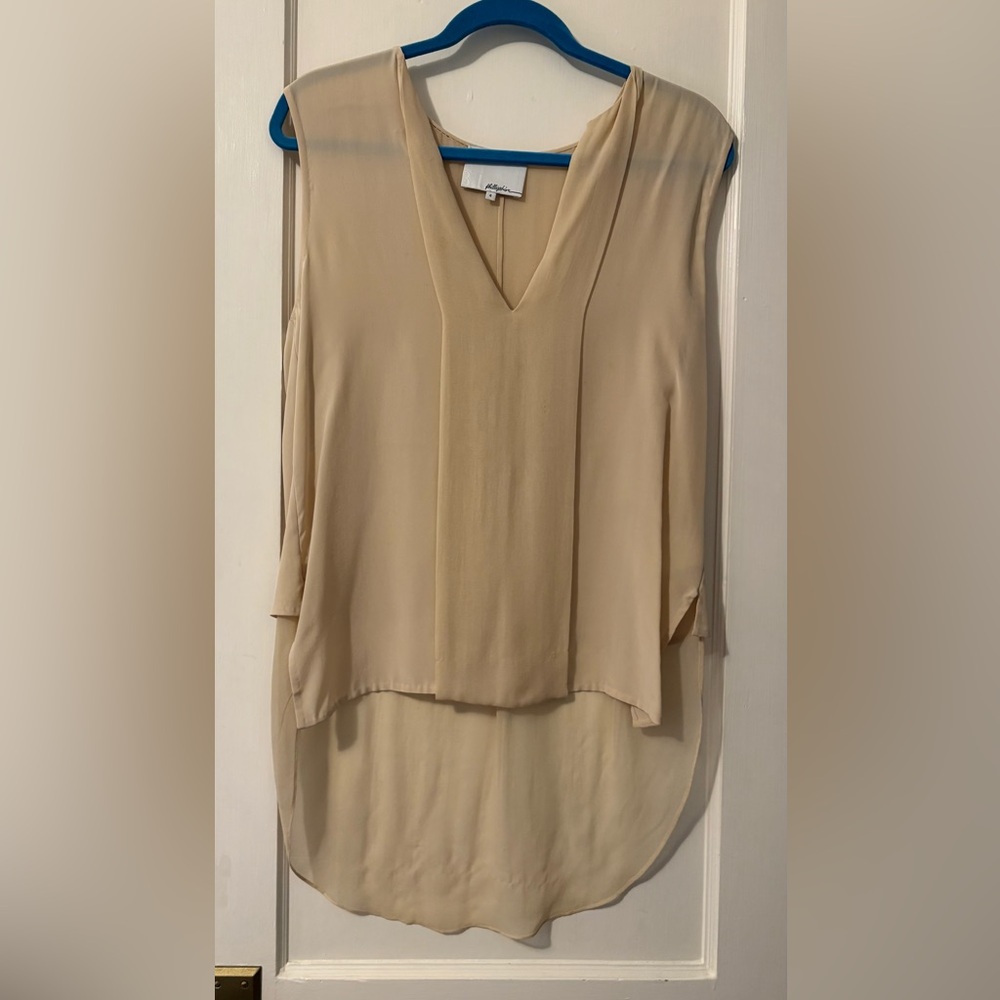 3.1 Phillip Lim Cream Bohemian Silk Sleeveless Blouse